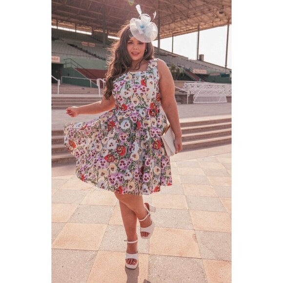 Jessakae Fit Flare Dress Women 3X Blue Multi Ava Floral Embroidery Sleeveles NEW - Picture 10 of 12